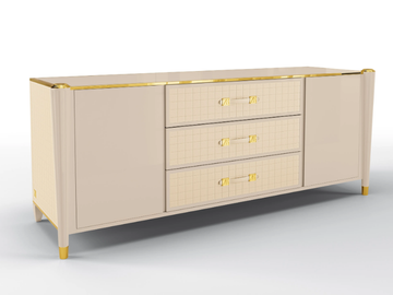 REMINGTON - Lacquered sideboard with drawers covered in leather by BRUNO ZAMPA - view 3
